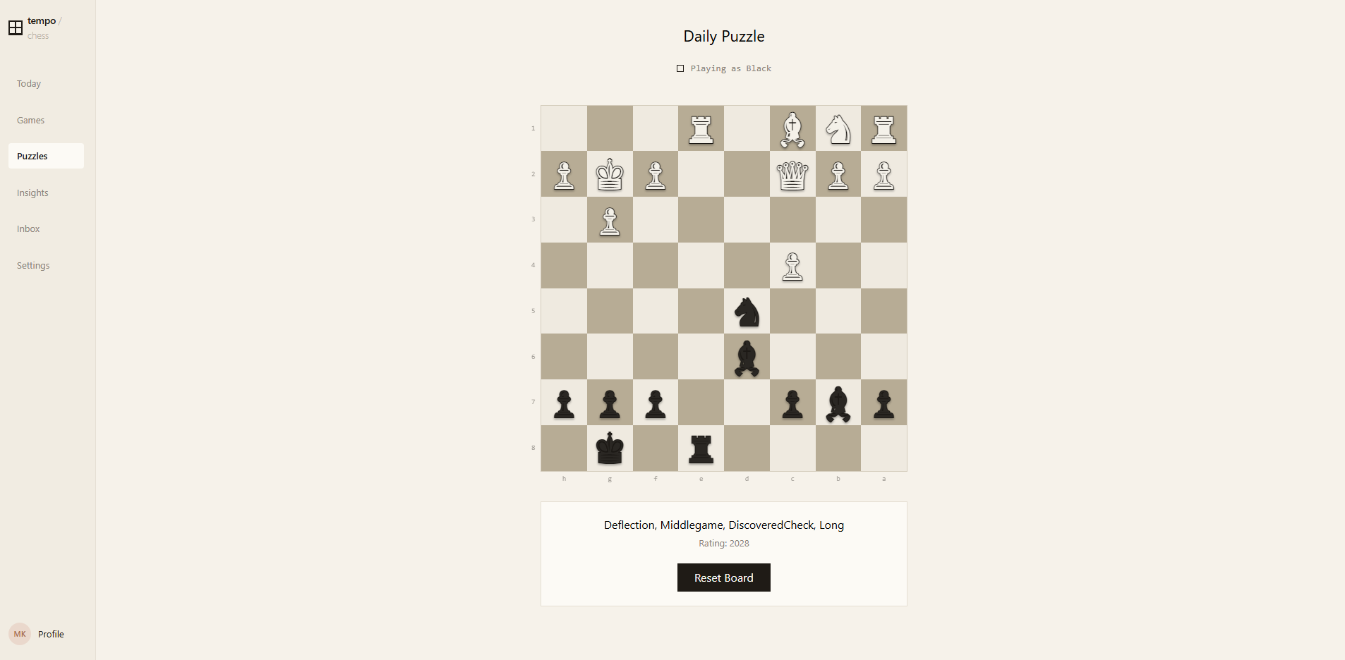 tempo daily puzzle board